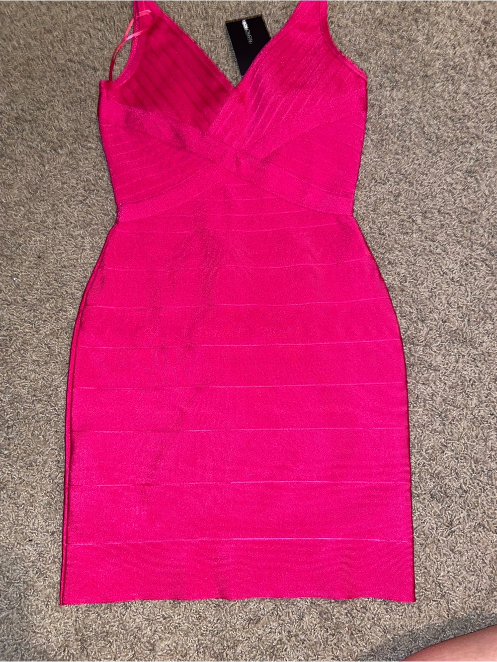 Fuchsia bandage V-Neck Dress - Unbranded